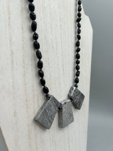Load image into Gallery viewer, Large Trapezoid Shaped Picasso Jasper Stone And Black Agate Beaded Necklace, Hippie Lovers Genuine Stone, Bohemian