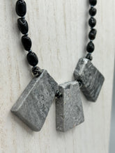 Load image into Gallery viewer, Large Trapezoid Shaped Picasso Jasper Stone And Black Agate Beaded Necklace, Hippie Lovers Genuine Stone, Bohemian