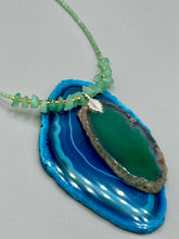 Load image into Gallery viewer, Dark Green Agate Geode Sliced Stone Chip Necklace, Hippie Crystal Jewelry, Shabby Boho Chic, Natural Gemstone