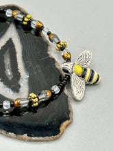 Load image into Gallery viewer, Honey Bee Pendant With Black and Yellow Beaded Necklace, Summer Hippie Nature Lovers