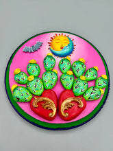 Load image into Gallery viewer, Moon And Sun With Cactus And Tiny Bat Wall Art Decor | Southwest Inspired Artwork