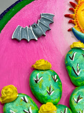 Load image into Gallery viewer, Moon And Sun With Cactus And Tiny Bat Wall Art Decor | Southwest Inspired Artwork