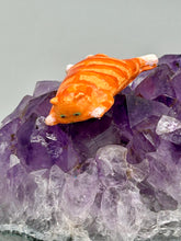 Load image into Gallery viewer, Cat lovers dream, this hand-crafted orange tabby cat magnet art is the purrfect decoration on refrigerators, lockers, cubicles or toolboxes. The set includes three mini cat figurines, featuring emerald green eyes. Measurements: H 2” x W 1/2” x D 3/8” - Cat Magnet H 2” x W 3/8” x D 3/8” - Cat Figurines