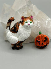 Load image into Gallery viewer, Cat And Pumpkin Polymer Clay Art Magnets, Hand Crafted Mini Cat And Pumpkin