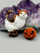 Load image into Gallery viewer, Cat And Pumpkin Polymer Clay Art Magnets, Hand Crafted Mini Cat And Pumpkin