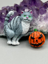 Load image into Gallery viewer, Cat And Pumpkin Polymer Clay Art Magnets, Hand Crafted Mini Cat And Pumpkin