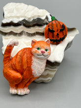 Load image into Gallery viewer, Cat And Pumpkin Polymer Clay Art Magnets, Hand Crafted Mini Cat And Pumpkin