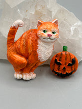 Load image into Gallery viewer, Cat And Pumpkin Polymer Clay Art Magnets, Hand Crafted Mini Cat And Pumpkin