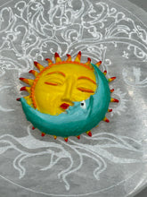 Load image into Gallery viewer, Nature lovers dream, these hand-crafted sun and moon magnet art is perfect for adding a traditional Mexican folk art touch to any home decoration on refrigerators, lockers, cubicles or toolboxes. Hand sculpted design features an eye-catching, highly detailed sun and moon motifs.