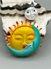 Load image into Gallery viewer, Nature lovers dream, these hand-crafted sun and moon magnet art is perfect for adding a traditional Mexican folk art touch to any home decoration on refrigerators, lockers, cubicles or toolboxes. Hand sculpted design features an eye-catching, highly detailed sun and moon motifs.