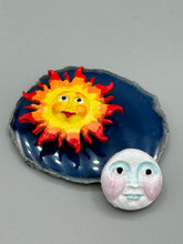 Load image into Gallery viewer, Starry Night Mini Sol Y Luna Clay Art Magnets, Mexican Folk Art Magnets