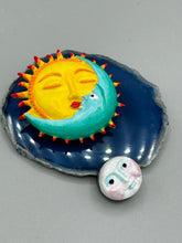 Load image into Gallery viewer, Nature lovers dream, these hand-crafted sun and moon magnet art is perfect for adding a traditional Mexican folk art touch to any home decoration on refrigerators, lockers, cubicles or toolboxes. Hand sculpted design features an eye-catching, highly detailed sun and moon motifs.