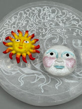 Load image into Gallery viewer, Nature lovers dream, these hand-crafted sun and moon magnet art is perfect for adding a traditional Mexican folk art touch to any home decoration on refrigerators, lockers, cubicles or toolboxes. Hand sculpted design features an eye-catching, highly detailed sun and moon motifs.