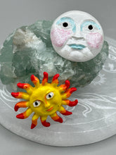 Load image into Gallery viewer, Nature lovers dream, these hand-crafted sun and moon magnet art is perfect for adding a traditional Mexican folk art touch to any home decoration on refrigerators, lockers, cubicles or toolboxes. Hand sculpted design features an eye-catching, highly detailed sun and moon motifs.