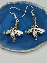 Load image into Gallery viewer, Honey Bee Pendant With Teal, Gold, And Turquoise Beaded Necklace, Summer Hippie Nature Lovers