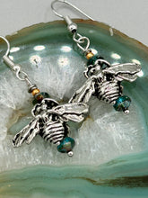 Load image into Gallery viewer, Honey Bee Pendant With Teal, Gold, And Turquoise Beaded Necklace, Summer Hippie Nature Lovers