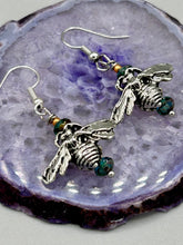 Load image into Gallery viewer, Honey Bee Pendant With Teal, Gold, And Turquoise Beaded Necklace, Summer Hippie Nature Lovers