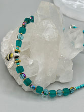 Load image into Gallery viewer, Honey Bee Pendant With Teal, Gold, And Turquoise Beaded Necklace, Summer Hippie Nature Lovers