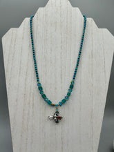 Load image into Gallery viewer, Honey Bee Pendant With Teal, Gold, And Turquoise Beaded Necklace, Summer Hippie Nature Lovers