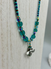 Load image into Gallery viewer, Honey Bee Pendant With Teal, Gold, And Turquoise Beaded Necklace, Summer Hippie Nature Lovers