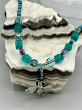 Load image into Gallery viewer, Honey Bee Pendant With Teal, Gold, And Turquoise Beaded Necklace, Summer Hippie Nature Lovers