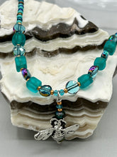Load image into Gallery viewer, Honey Bee Pendant With Teal, Gold, And Turquoise Beaded Necklace, Summer Hippie Nature Lovers