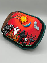 Load image into Gallery viewer, Day Of The Dead Wall Art Decor | Black Cats In A Cemetery, Jack-O-Lantern, Bats and Ghost Artwork