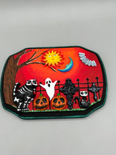 Load image into Gallery viewer, Day Of The Dead Wall Art Decor | Black Cats In A Cemetery, Jack-O-Lantern, Bats and Ghost Artwork