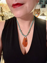 Load image into Gallery viewer, Amber Tone Agate Geode Sliced Stone Chip Necklace, Hippie Crystal Jewelry, Shabby Boho Chic, Natural Gemstone