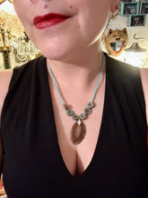 Load image into Gallery viewer, Rich Dark Brown Natural Agate Geode Sliced Stone Chip Necklace, Hippie Crystal Jewelry, Shabby Boho Chic, Natural Gemstone