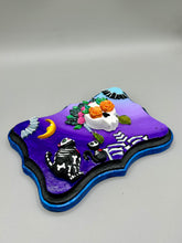 Load image into Gallery viewer, Frida Kahlo Inspired Wall Art | Dia De Los Muertos Home Decor. La Catrina y Gatita wall art is the purrfect hanging Day of the Dead art piece to add to your ofrenda. A tribute to an unbreakable bond and eternal love between cats and their guardians. Featuring a vibrant and intricate detail catrina and her floral crown and her kitty cat companion, this Day of the Dead-inspired artwork adds a little touch of Mexican art to your home or office. A unique handcrafted gift for any cat lover.