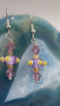 Load and play video in Gallery viewer, Bumpy Round Multicolored Lampworked Glass Beaded Earrings, Hippie Vibe, Fiesta Piñata Shaped Bead, Virus Shaped Glass Bead