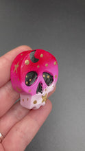 Load and play video in Gallery viewer, Pastel Goth Skull Clay Art Magnet, Dia De Los Muertos Calavera Magnet, Celestial Moon And Stars