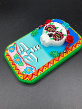 Load image into Gallery viewer, Day of the Dead Wall Art Decor, Frida Khalo Inspired Floral Skull Clay Art Home Decor