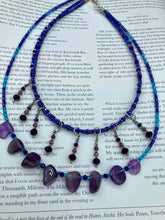 Load image into Gallery viewer, Amethyst Genuine Gemstone Chocker Style Beaded Necklace, Shabby Chic, Bohemian, Hippie, Draped Jewelry