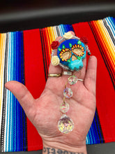 Load image into Gallery viewer, Frida Kahlo Inspired Day of the Dead Mini Skull Suncatcher, Nature Inspired Floral Skull Clay Art Home Decor, Mini Calavera