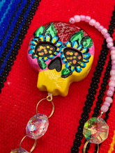 Load image into Gallery viewer, Nature Inspired Day of the Dead Mini Skull Suncatcher, Nature Inspired Skull Clay Art Home Decor