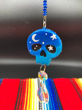 Load image into Gallery viewer, Starry Night Moon and Stars Day of the Dead Mini Skull Suncatcher, Nature Inspired Skull Clay Art Home Decor