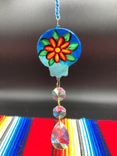 Load image into Gallery viewer, Nature Inspired Day of the Dead Mini Skull Suncatcher, Nature Inspired Skull Clay Art Home Decor