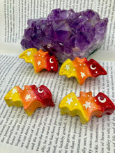 Load image into Gallery viewer, Starry Night Mini Bat Clay Art Magnet, Pastel Goth Art Work