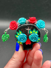 Load image into Gallery viewer, Day Of The Dead Skull Magnet, Dia De Los Muertos Calavera, Frida Khalo Inspired Skull Art