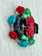 Load image into Gallery viewer, Day Of The Dead Skull Magnet, Dia De Los Muertos Calavera, Frida Khalo Inspired Skull Art