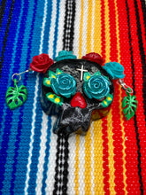 Load image into Gallery viewer, Day Of The Dead Skull Magnet, Dia De Los Muertos Calavera, Frida Khalo Inspired Skull Art
