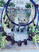 Load image into Gallery viewer, Amethyst Genuine Gemstone Chocker Style Beaded Necklace, Shabby Chic, Bohemian, Hippie, Draped Jewelry