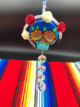 Load image into Gallery viewer, Frida Kahlo Inspired Day of the Dead Mini Skull Suncatcher, Nature Inspired Floral Skull Clay Art Home Decor, Mini Calavera