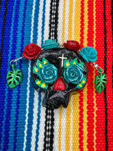 Load image into Gallery viewer, Day Of The Dead Skull Magnet, Dia De Los Muertos Calavera, Frida Khalo Inspired Skull Art