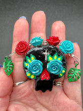 Load image into Gallery viewer, Day Of The Dead Skull Magnet, Dia De Los Muertos Calavera, Frida Khalo Inspired Skull Art