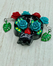 Load image into Gallery viewer, Day Of The Dead Skull Magnet, Dia De Los Muertos Calavera, Frida Khalo Inspired Skull Art