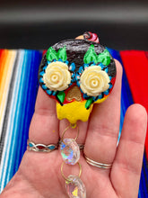 Load image into Gallery viewer, Nature Inspired Day of the Dead Mini Skull Suncatcher, Nature Inspired Skull Clay Art Home Decor