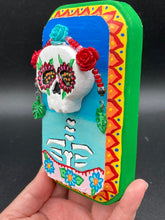 Load image into Gallery viewer, Day of the Dead Wall Art Decor, Frida Khalo Inspired Floral Skull Clay Art Home Decor